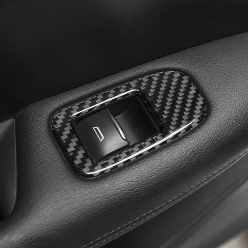 

Carbon Fibre Car Door Armrest Window Glass Lift Switch Button Frame Cover Trim Accessories for Cadillac XT5 2016-2019