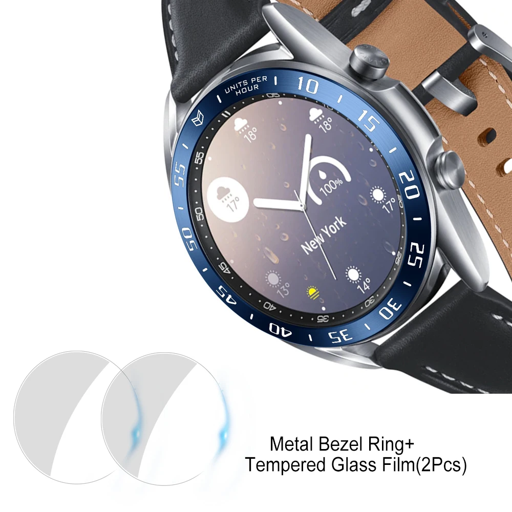 Закаленное стекло 2 в 1 для Samsung Galaxy Watch 3 45 мм 41 металлическое кольцо с безелем