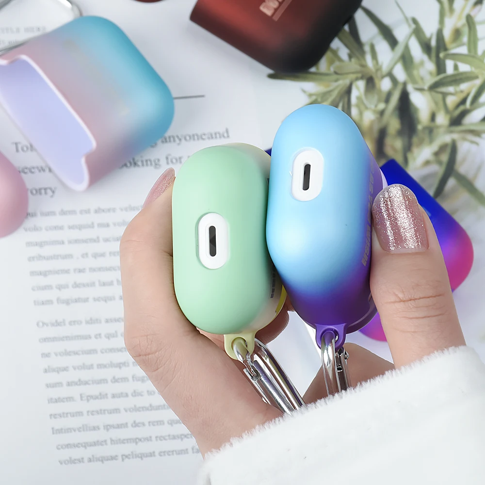 Градиентные радужные цветные кожухи головных телефонов для AirPods 2nd Aurora Жесткий Чехол для ПК Apple Airpods 1 Air Pods 2 защитный рукав
