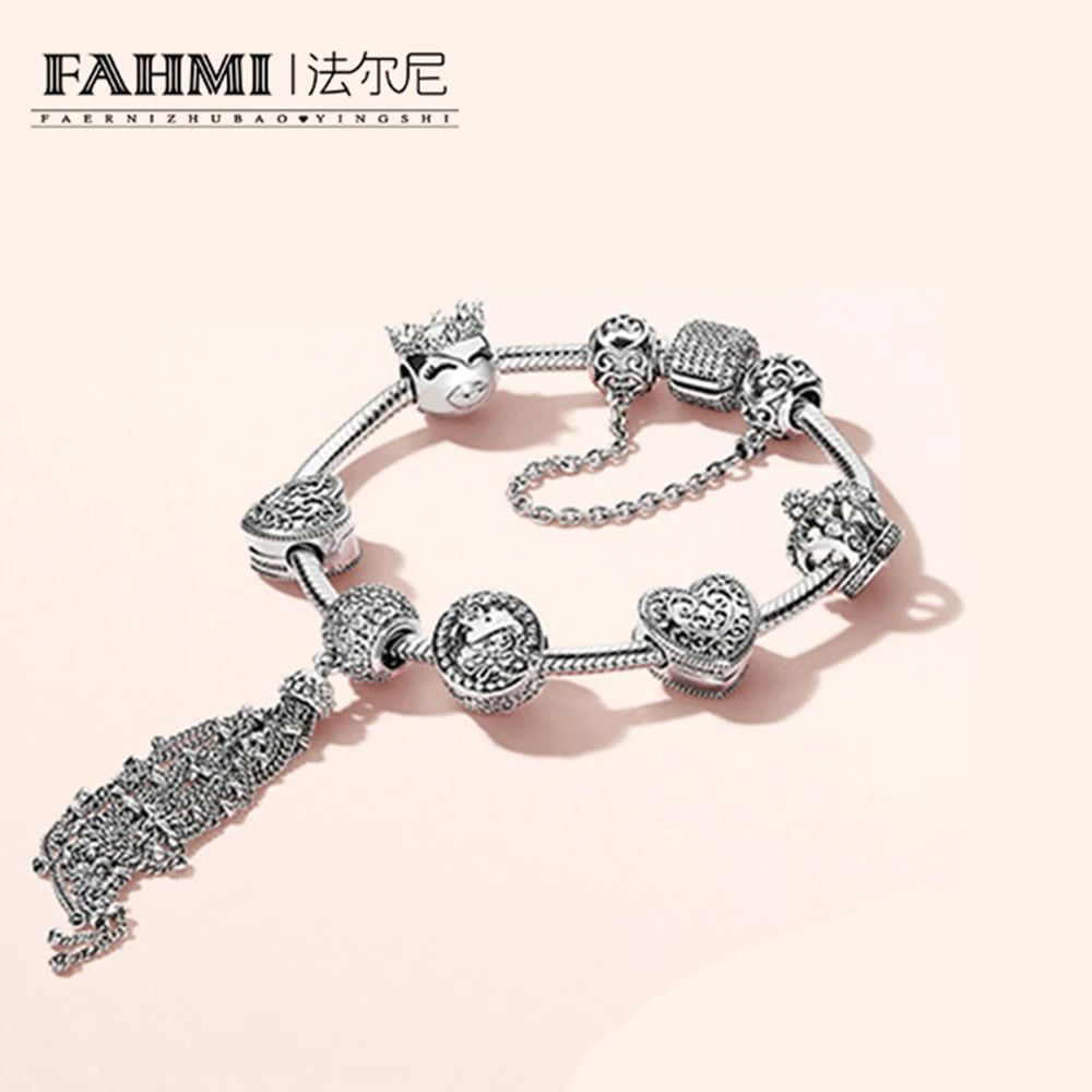 

2020 100% 925 Sterling Silver New 1:1 Genuine Princess Natural Magic Bracelet Set Elegant Charm Lovers Jewelry