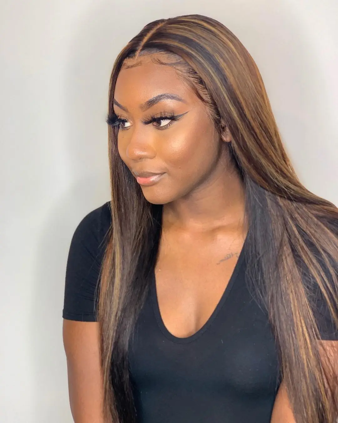 

Straight Honey Blonde Hightlight Lace Wigs Pre Colored T Part Lace 4/27 Highlight Human Hair Wigs Despactio Hair