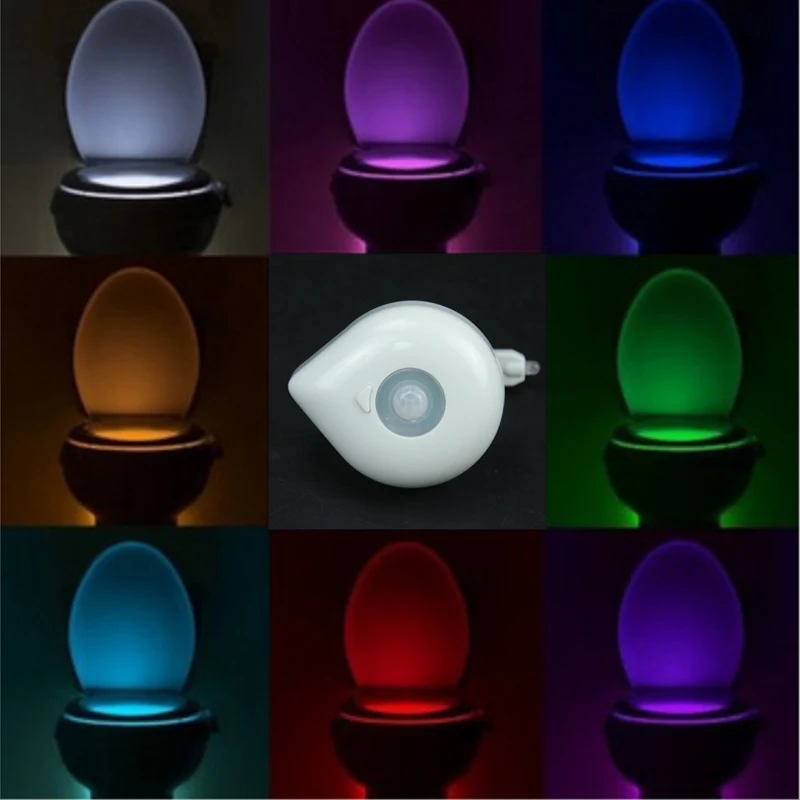 Светильник для унитаза светодиодный с датчиком движения 8 цветов питанием от