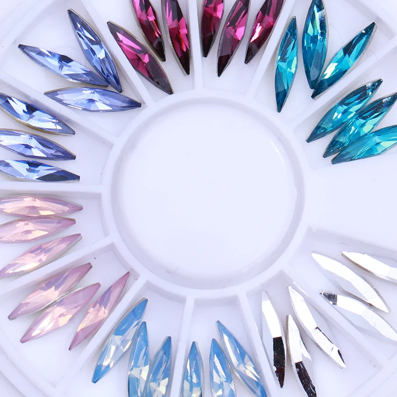 1 Box Nail Rhinestone Water Drop Gold Clear Opal Silver Colorful Sharp Bottom Resin 3D Art DIY Decoration in Wheel | Красота и
