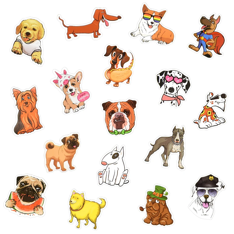 Pegatinas de dibujos animados para perros, diferentes estilos, pegatina de perro, animales, divertido Corgi para tel&eacute;fono port&aacute;til, suministros para mascotas, regalos para fiesta para ni&ntilde;os, 50 Uds.-2