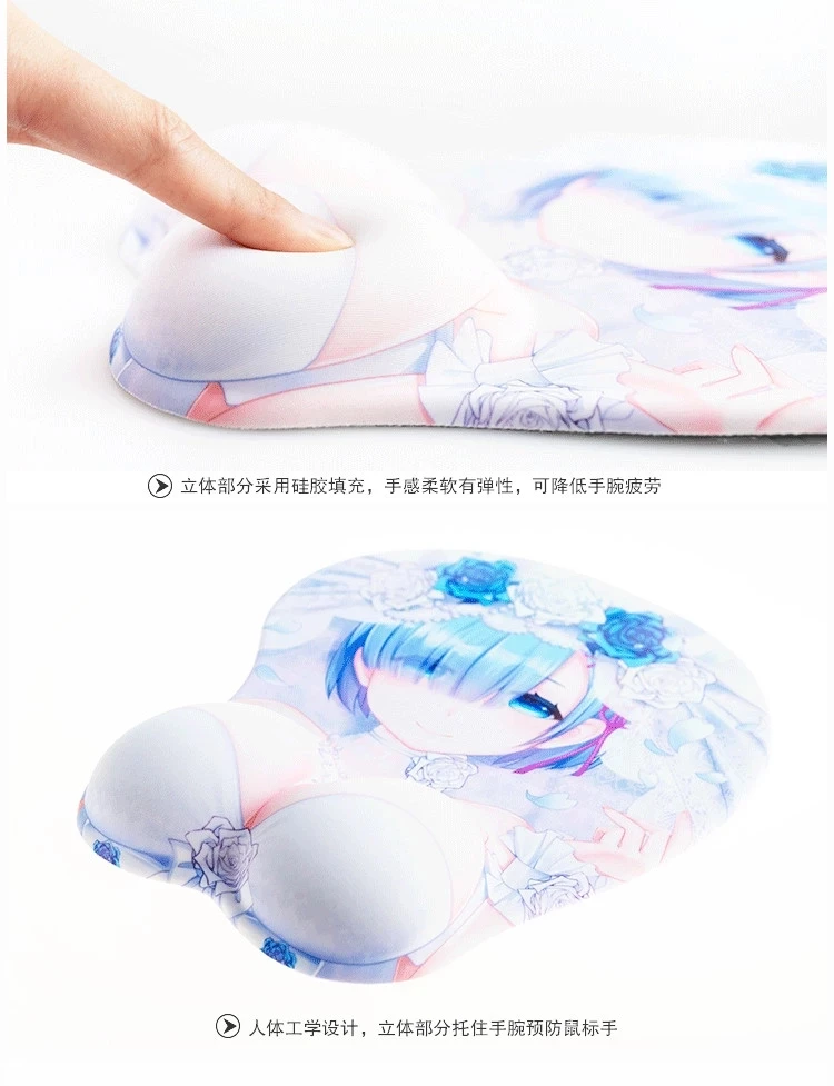 

NO GAME NO LIFE Anime 3D Sexy Beauty Silicone Breat Mouse Pad Figure Jibril Creative Wrist Rest Mouse Mat Gaming Playmat Gift