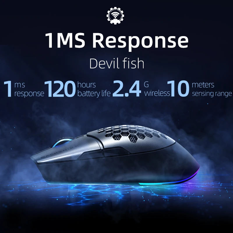 Игровая мышь Machenike M8 PMW3335 2 4G беспроводная 16000DPI регулируемая Devil fish дизайн 85g