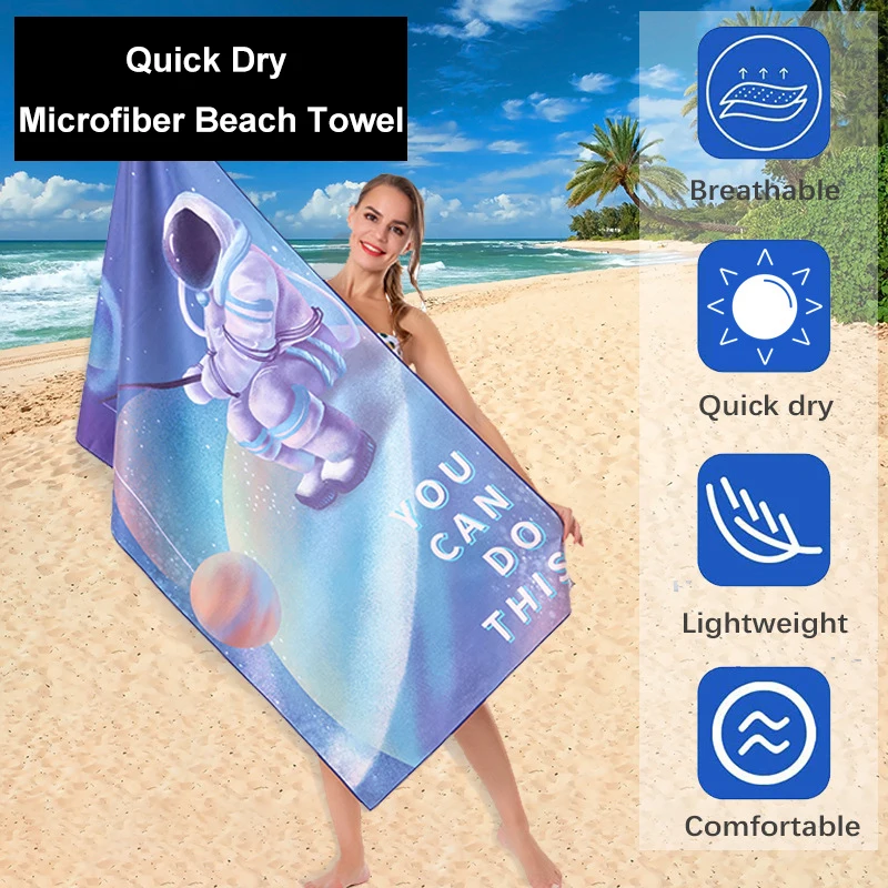 

Printed double-faced velvet bath towel, sunscreen quick-drying beach towel, storage portable outdoor swimming towel