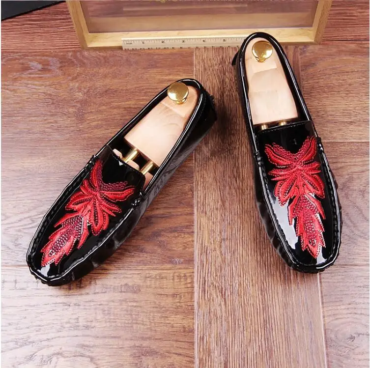 Gommino Embroidery Men Moccasin fashion slip-on dress leather boat shoes for men party office casual | Обувь