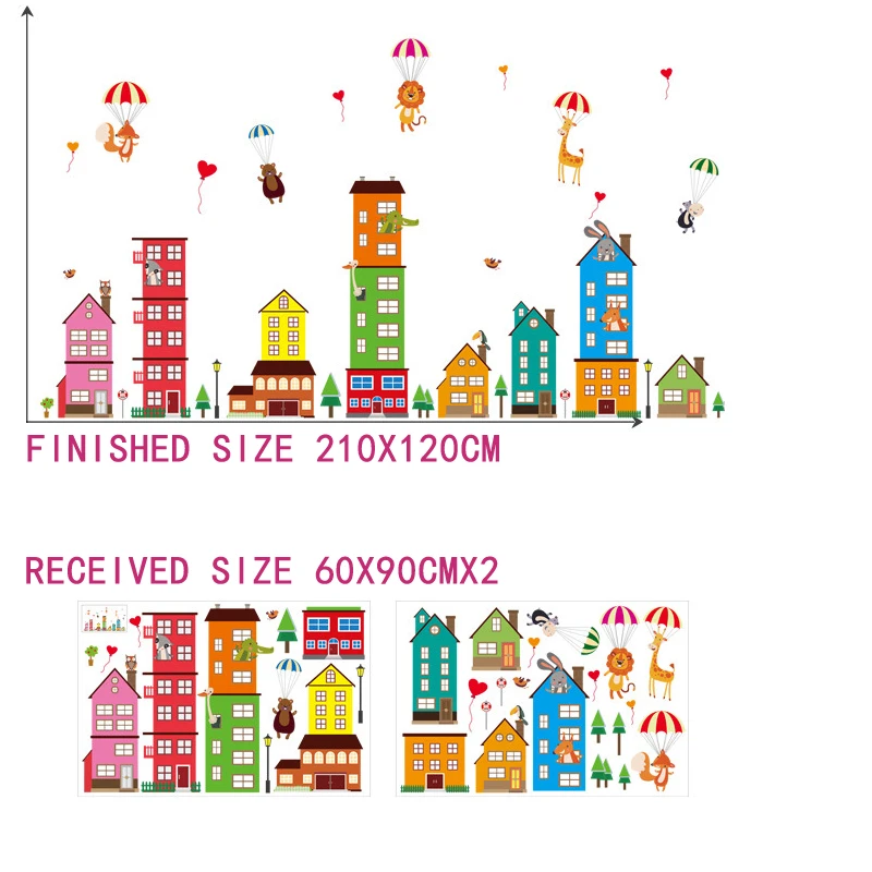 

Cartoon Wall Stickers Nursery Wall Decor Animals Town for Children Kids Room Decoration Removable Vinyl art Mural Decal Posters