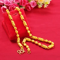 24k yellow gold plated money cylinder solid chain necklace for men vietnamese gold neck necklaces wedding engagement jewelry
