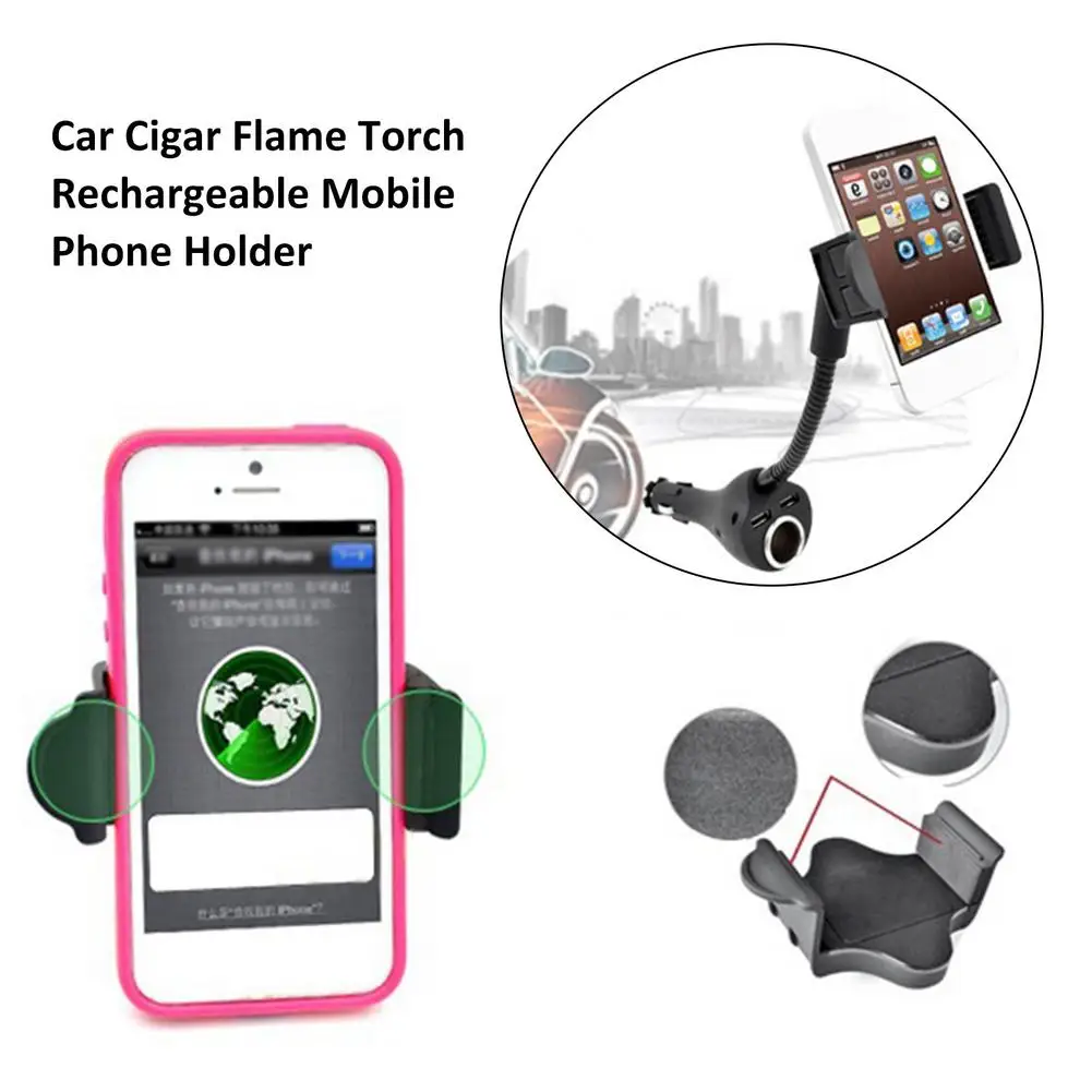 

Car Phone Holder Car Vent Holder Mobile Phone Accessories Three-in-one Car Cigar Flashlight Adjustable Phone Holder USB Charger