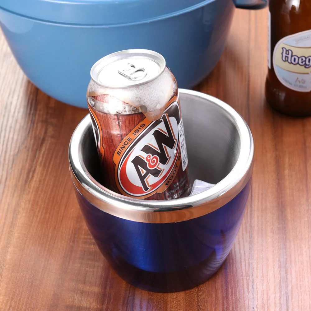 

Stainless Steel Double Layer Bar Ice Bucket Champagne Bucket Bucket Ktv Club Bar Supplies (Blue)