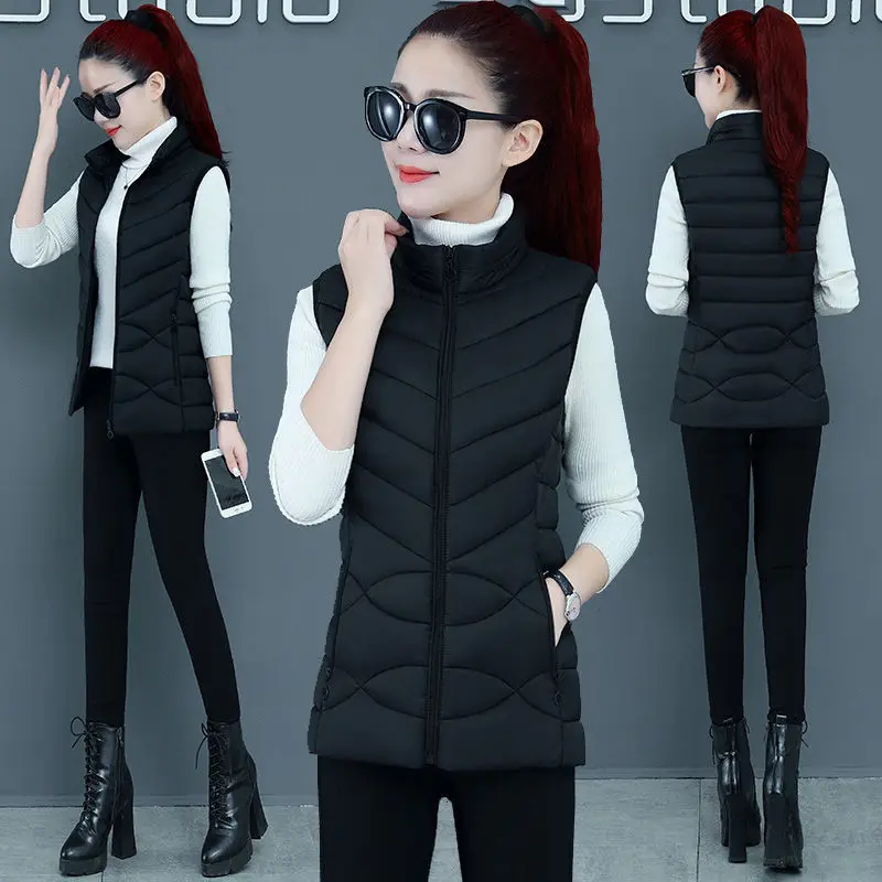 

Down cotton waistcoat women's short stand collar waist thin waistcoat mid waistcoat winter coat