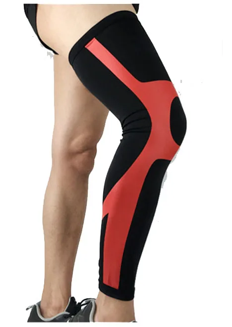 Black with red 1 шт., спортивные наколенники, дышащие длинные гетры, компрессионные гетры для голени, волейбола, футбола, бега, наколенники - Цвет: Black with red