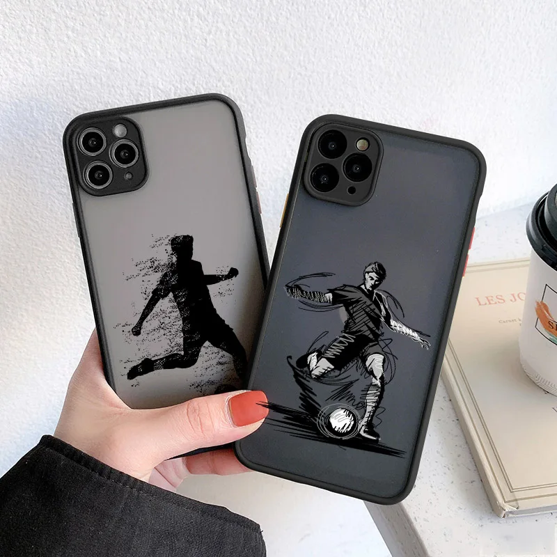 Phone Case For iPhone 12 13 11 14 Pro XS Max XR SE2 7 8 6S Plus X PlaySoccer Shockproof Clear PC Cute Back Cover Coque Football
