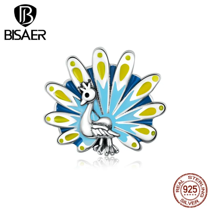 Женский браслет и ожерелье из серебра 925 пробы с синим павлином | Украшения