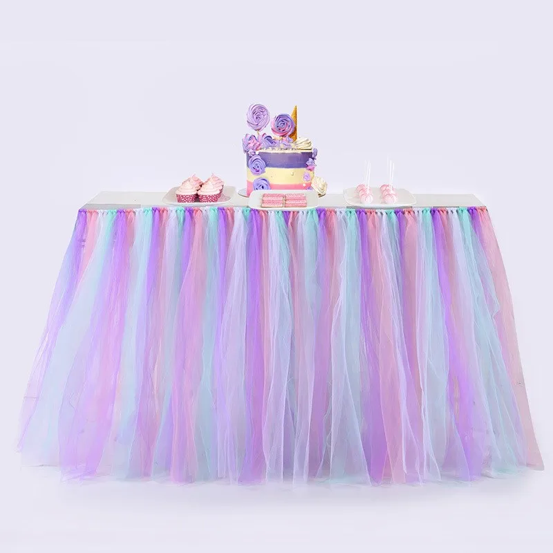 1pcs Pink DIY Tablecloth Yarn Tulle Table Skirt Wedding Party For Decoration Baby Shower Favors Home Textile New | Дом и сад
