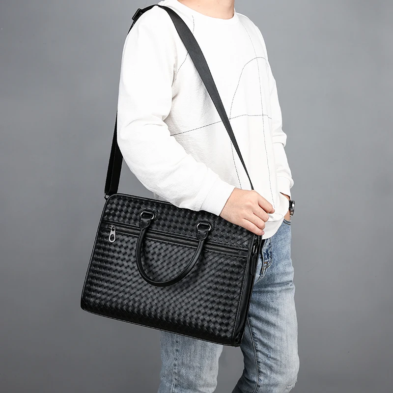 New Fashion Black Men's Woven Clutch Bag Long Wallet Men bag Weave Knitting Handy Bag Handbags Day Clutches Male Large Purses