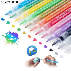 EZONE Acrylic Paint Pens Markers Set DIY Art Markers Painting Colored Marker Pens Set Calligraphy Drawing Stationery Supplies