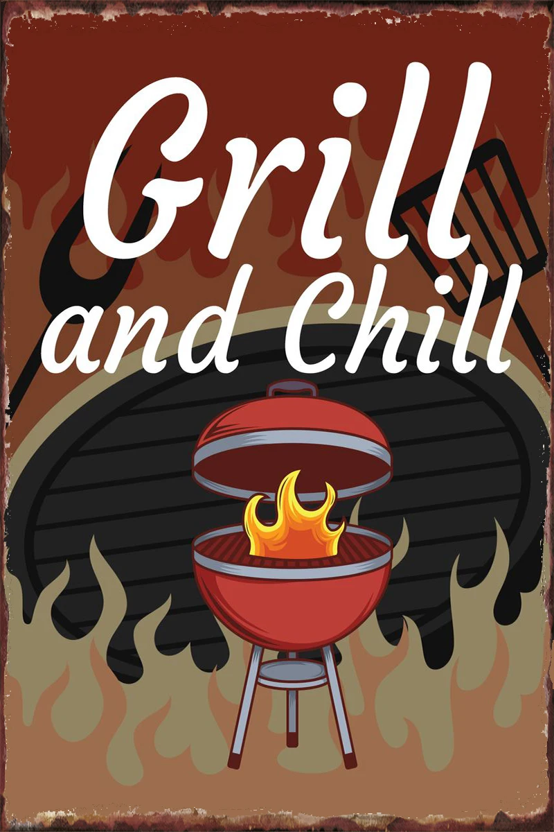 

Ретро винтажный металлический знак-гриль и охлаждение, жестяные таблички, Настенный декор, украшение для комнаты, художественное оформлени...