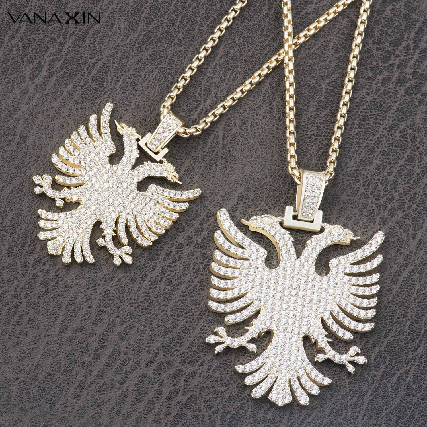 VANAXIN ожерелье с подвеской в виде орла из Албании со льдом Косово двуглавый орел CZ