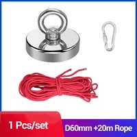 neodymium strong recovery magnet fishing treasure metal detector 60mm with 20m rope salvage lifting metal detector fishing 115kg