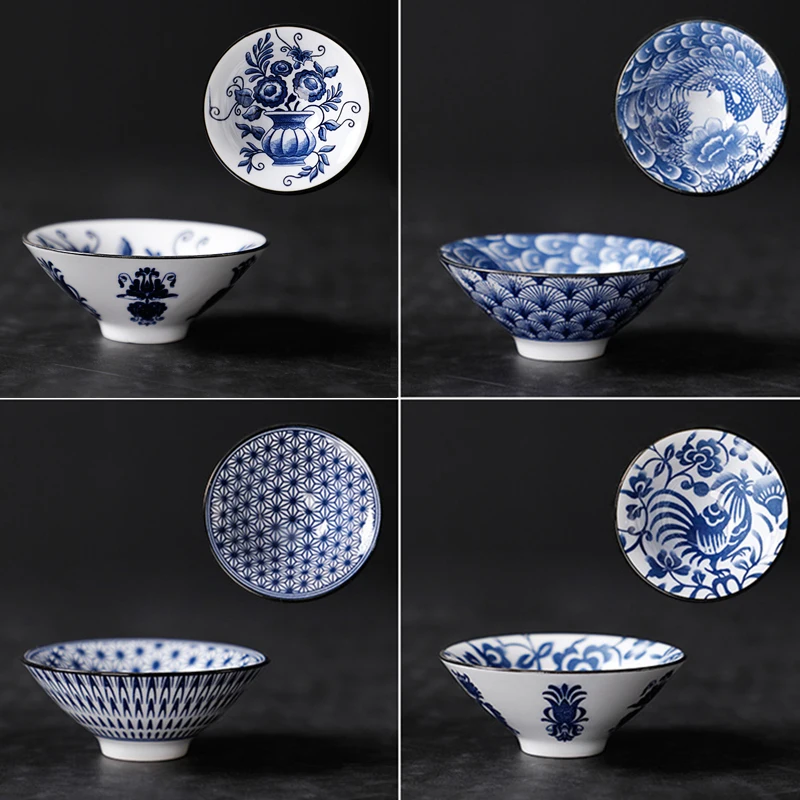 Новая сине белая фарфоровая чайная чашка керамическая Личная мастер чаша набор