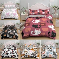 cartoon funny cat duvet cover sets double single bedding set soft comforter covers with pillowcase 23pcs