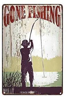 

Metal Tin Sign Decor Iron Painting River fishing Farm vintage art deco