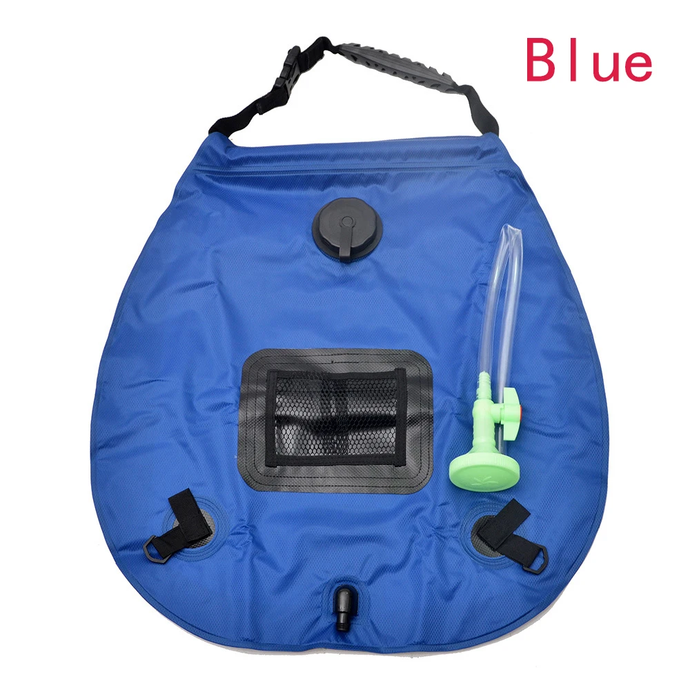 blue Водяные сумки для походов на открытом воздухе, Походные солнечные сумки для душа, 20л нагревательные сумки для кемпинга, сумка для душа, шланг, переключаемая душевая головка - Цвет: blue