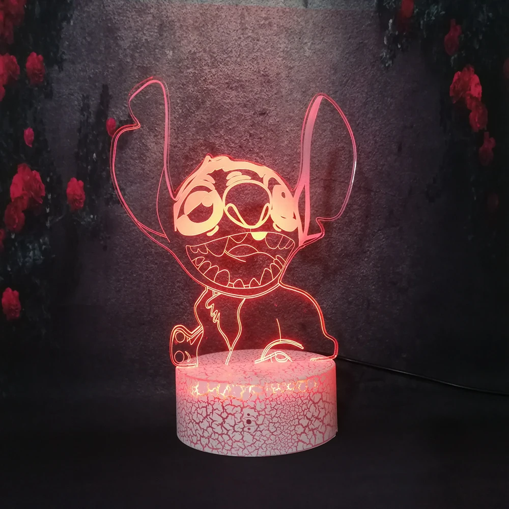 Забавный стежок ночник аниме 3D RGB зарядка прикроватная трещина настольная лампа