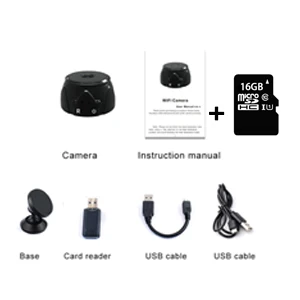 black-set-16Gcard SOVAWIN wifi HD видеокамера CMOS датчик красный светильник ночное видение 5 М камера шпионский монитор Скрытая камера микро камера Поддержка 4-128 г - Цвет: black-set-16Gcard