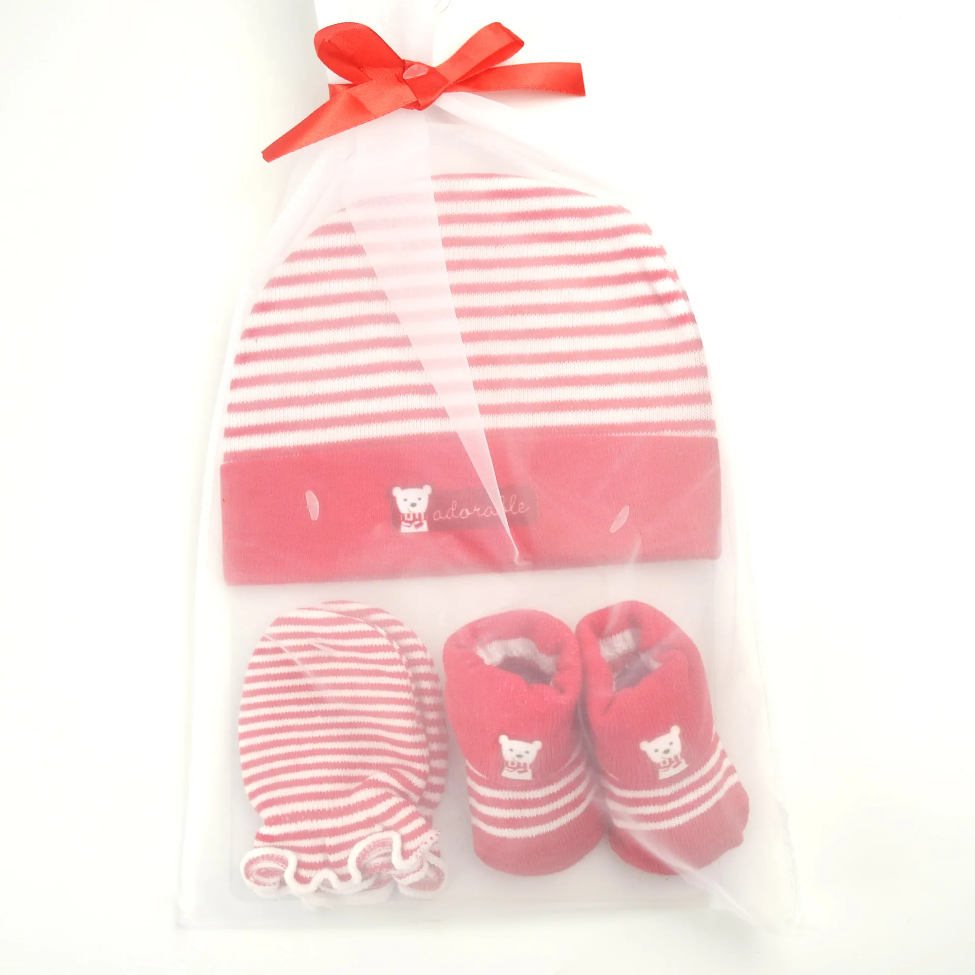 Шапочка для новорожденных носки с перчатками комплект из 3 предметов малышей