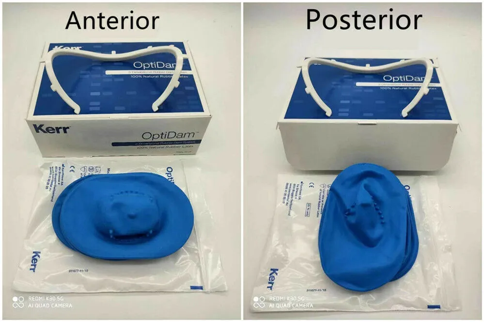 

Kit Dental Kerr 3D Rubber Dam OptiDam Anterior Posterior Nipple Teeth Dam Frame Support Sheets X10+Frame X1