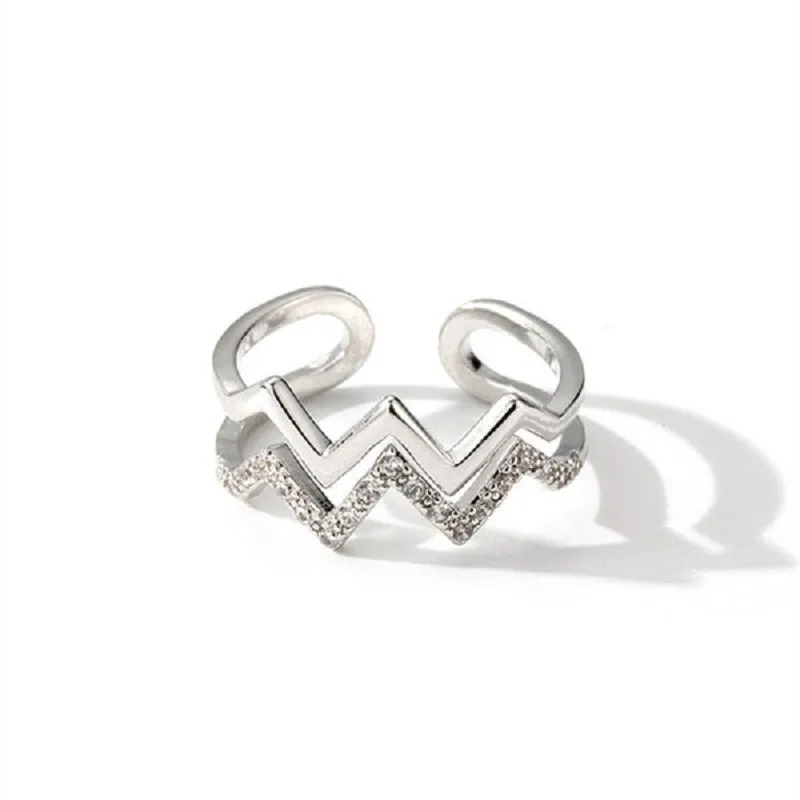 

The New Heart-beat Double-layer Rings Female Simple Personality Crystal Valentine's Day Jewelry Hipster Knuckle Rings Wholesale