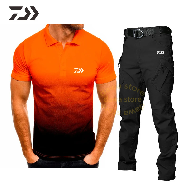 

2021 Fishing Suit T Shirt Men Breathable Fishing Clothes Quick Dry Outdoor Fishing Pants Men Polo Fishing Shirt Sports Summer