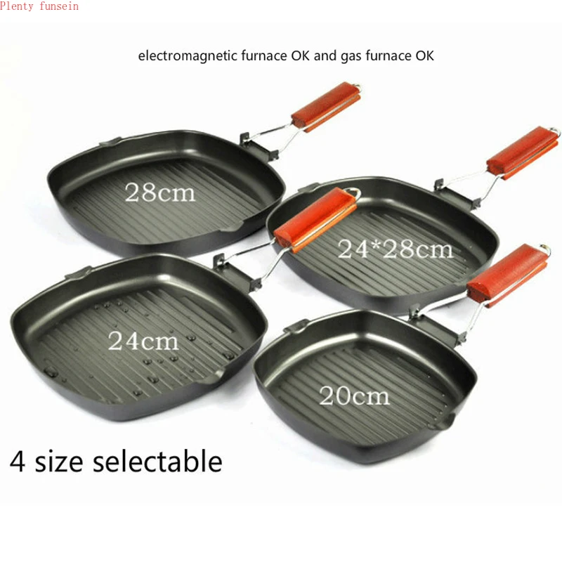 Сковорода для стейка 4 размера без масла и дыма складная ручка не ржавеет