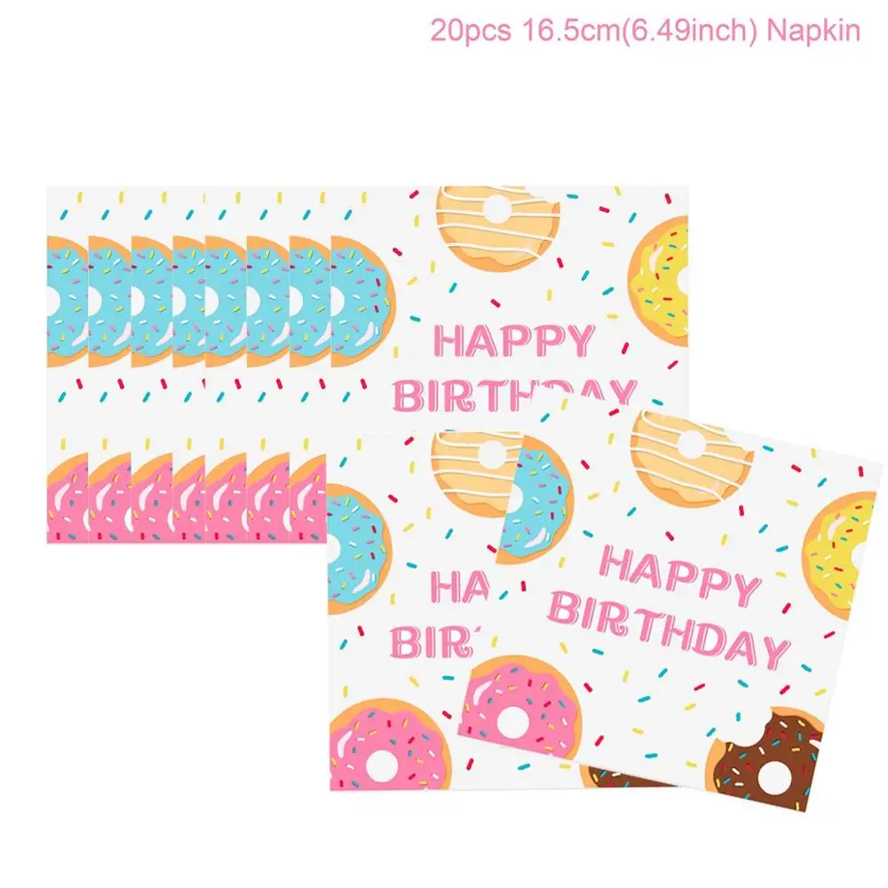 Napkin 20pcs Пончик, настенная подставка, Пончик, украшение на день рождения, вечерние пончики, вечерние принадлежности, декор на день рождения, стол для детского душа, свадебное событие - Цвет: Napkin 20pcs