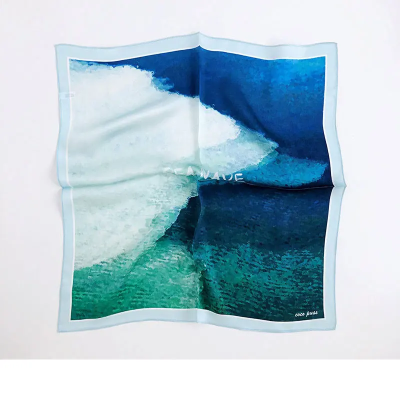 

2022 Фирменный шарф из 100% чистого шелка, женский модный платок из горячих волос, Квадратный Небольшой шарф-пончо с рисунком, шарфы-Бандана 53 см