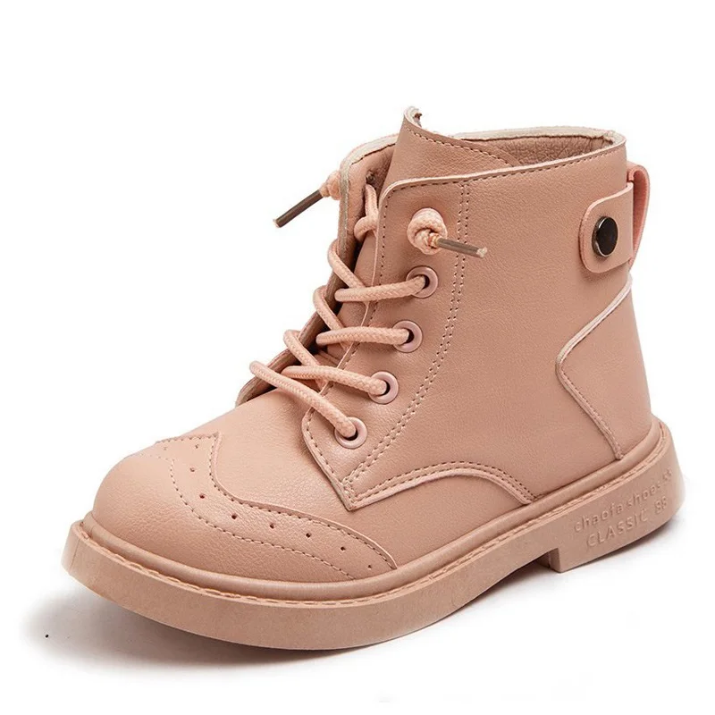 

COZULMA/осенние классические рабочие ботинки на шнуровке для мальчиков и девочек; Обувь с перфорацией типа «броги»; Модные однотонные ботильон...