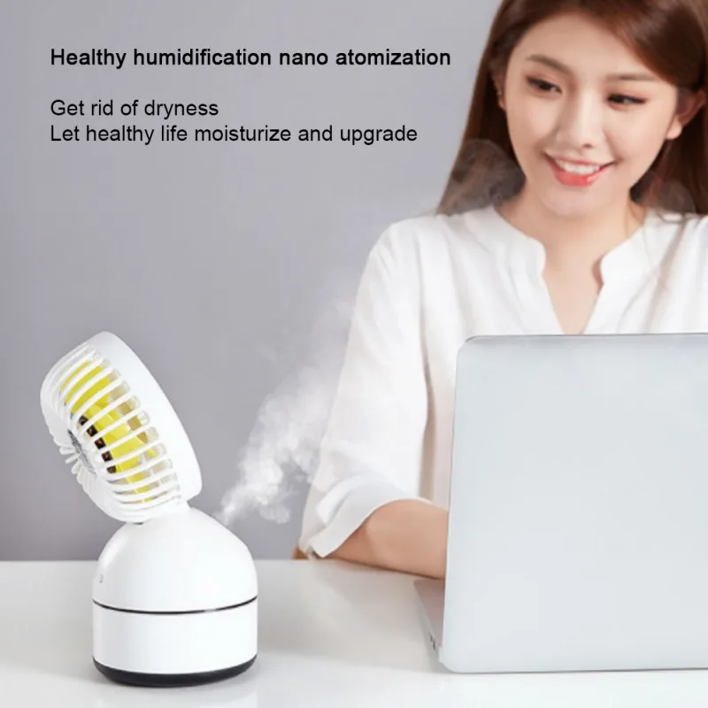 

1PC Spray Cooling Fan USB Small Fan Desktop Rechargeable Folding Fan Spray Humidification-blue For School Office Outdoor Sport