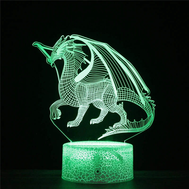 Фото Восточная Чаризард светодиодный 3D Восточный Дракон Ночной светильник Акриловая