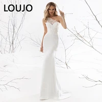luojo mermaid wedding dress boho one shoulder appliques beaded white simple wedding gown bridal dress robe mariage femme