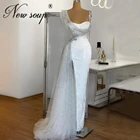 Турецкое вечернее платье для свадьбы, Новое поступление 2021, свадебные платья от кутюр в Дубае с белыми бусинами, женское платье для вечерние НКИ, вечернее платье