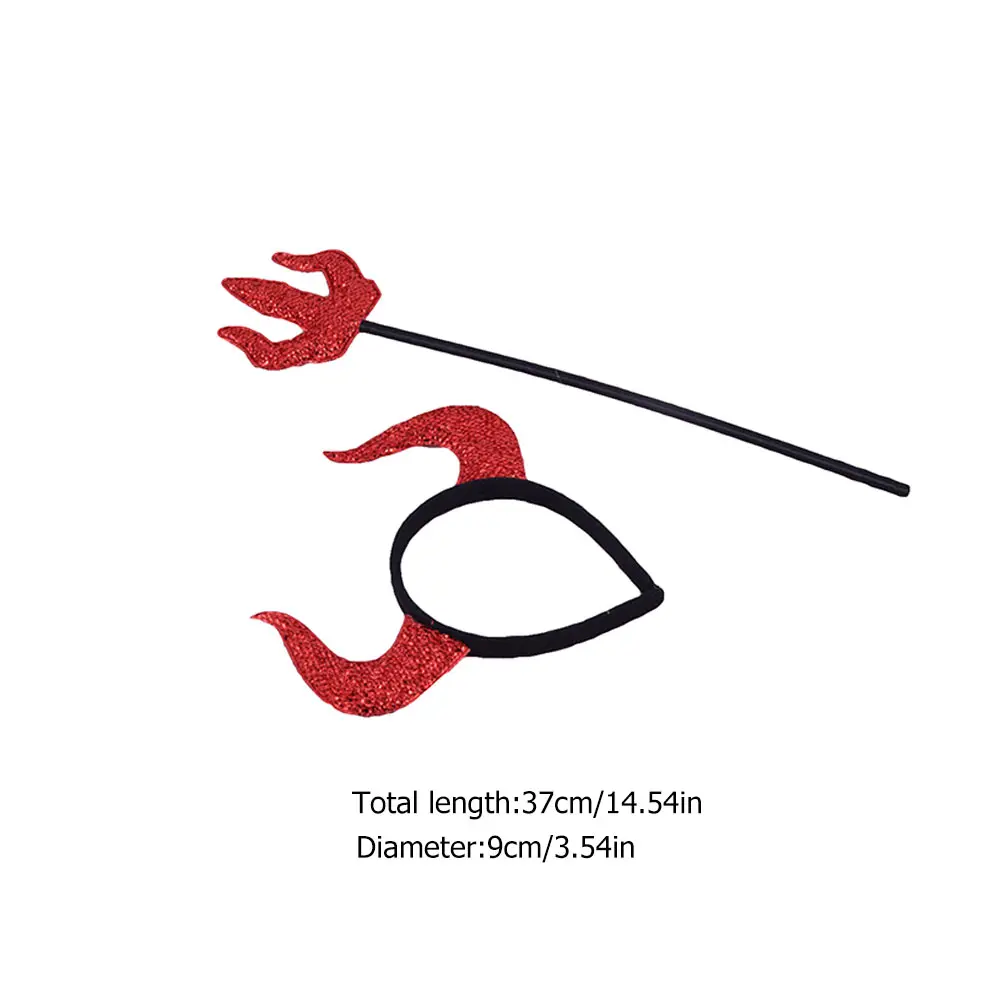 

4 Sets Devil Horns Headband Forks Creative Masquerade Party Supplies (Red)