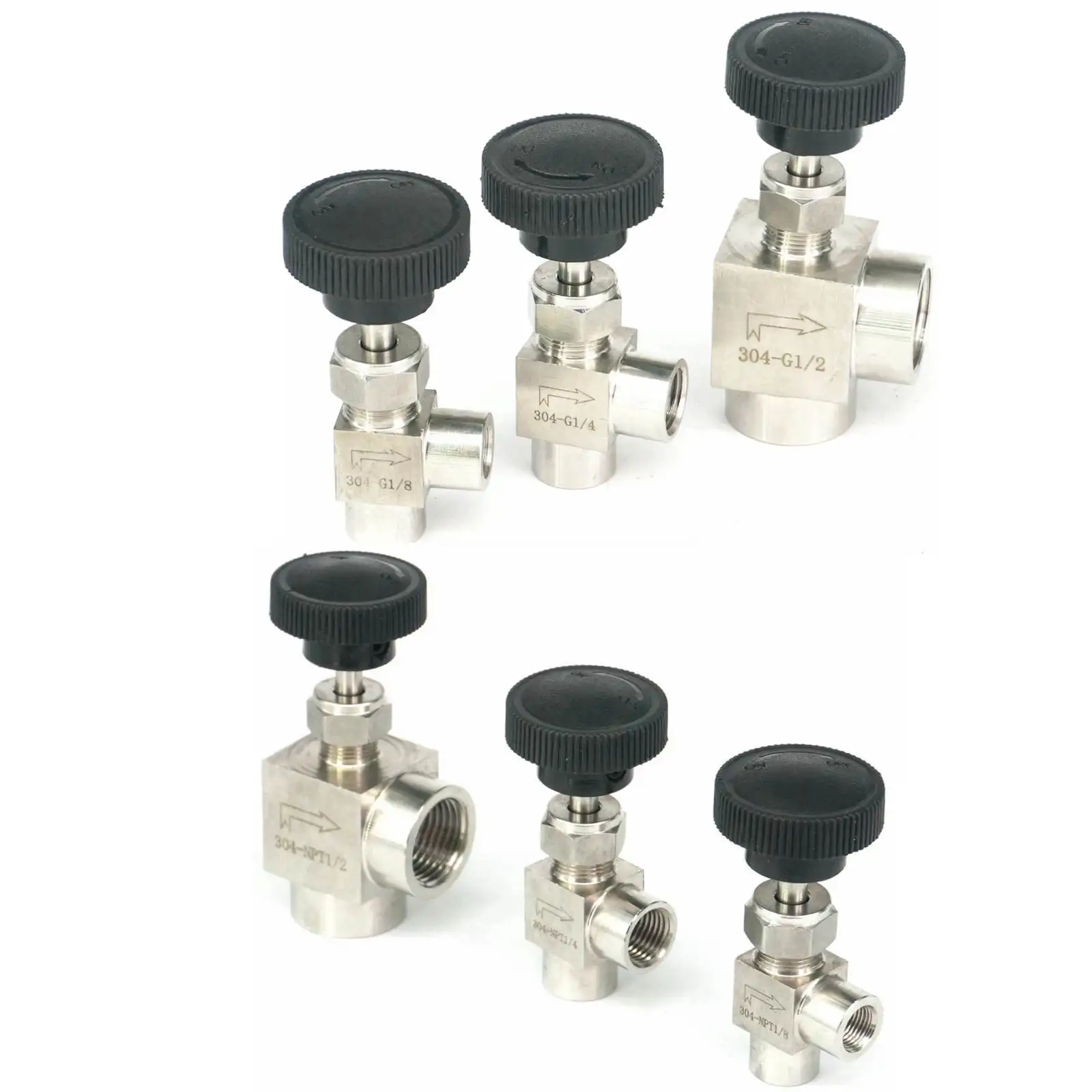 Игольчатый клапан 1/8 дюйма 1/4 3/8 1/2 NPT BSPP мама 304 из нержавеющей стали игольчатый