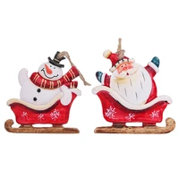 snowman santa claus sleigh ornaments hanging pendants resin crafts xmas decor ornament navidad new year 2022 decorations