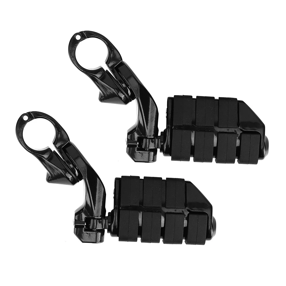 Пара черных левых и правых регулируемых коротких подножек для ног с кронштейном