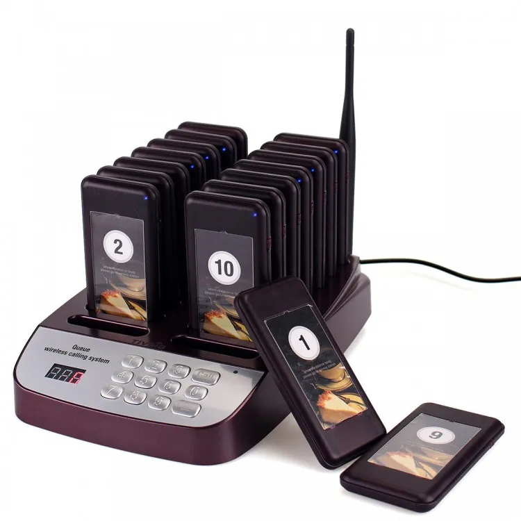 

16 Channel Restaurant Coaster Pager Guest Call 433.92MHz Wireless Paging Queuing Calling System