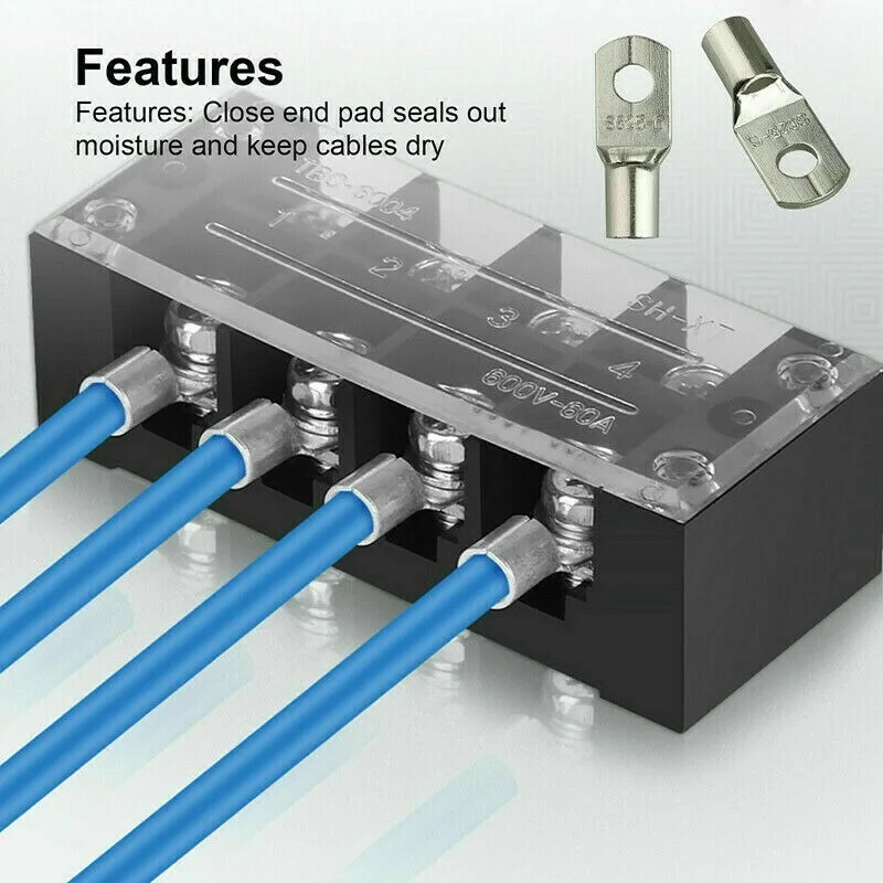 

20PCS Wire Ring Bare Copper Crimp Terminal Bolt Hole Lugs Ring Battery Terminals Bare Cable Electric Crimp Wire Connectors